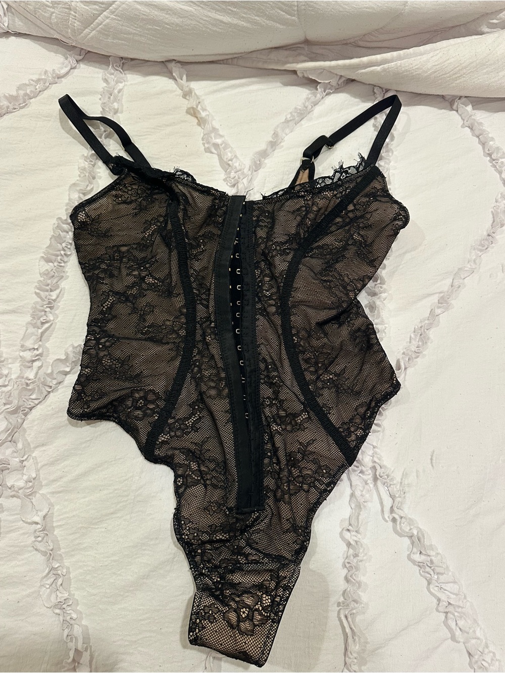 Black Lace Bodysuit Corset-Style Teddy - Women Intimates